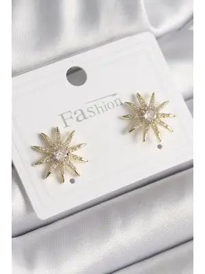  Altın Zirkon Taşlı Yıdız Model Çelik Küpe