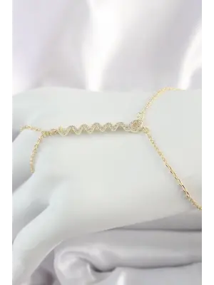 Pirinç Gold Renk Zirkon Taşlı Yılan Model Kadın Şahmeran