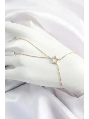 Pirinç Gold Renk Zirkon Taşlı Yıldız Model Şahmeran