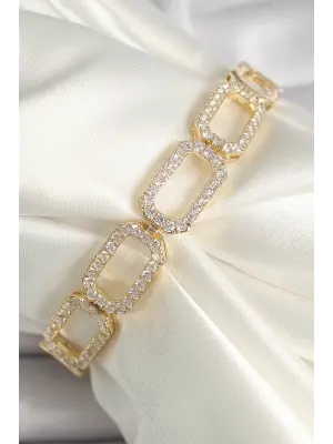 Pirinç Gold Renk Zirkon Taşlı Zincir Model Xuping VIP Exclusive Seri Bileklik
