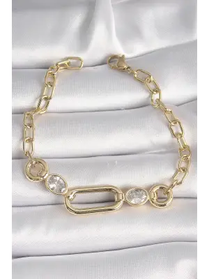 Pirinç Gold Renk Zirkon Taşlı Zincir Xuping VIP Exclusive Seri Kadın Bileklik