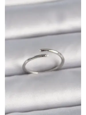  Gümüş Ayarlanabilir İnci Detay Çelik Yüzük