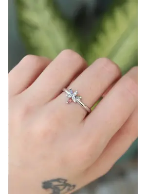  Gümüş Ayarlanabilir Renkli Zirkon Taşlı Yusufçuk Yüzük