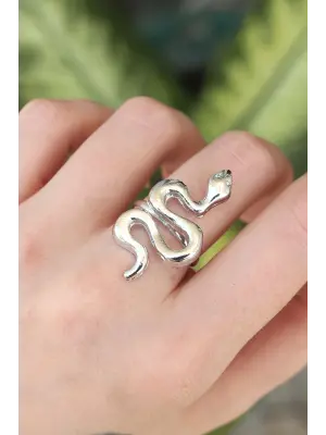  Gümüş Ayarlanabilir Yılan Yüzük