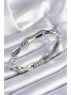 Pirinç Gümüş Renk Bambu Model Kadın Bileklik