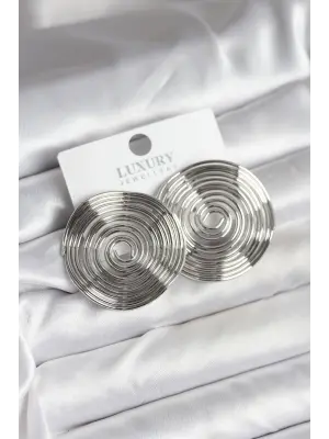 Çelik Gümüş Renk Circle Model Kadın Küpe