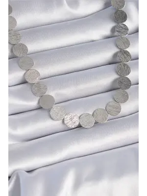 Pirinç Gümüş  Daire Plaka Model  Çelik Kolye