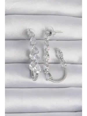  Gümüş Damla Zirkon Taş Tasarımlı Küpe