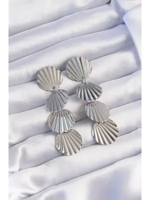  Gümüş Deniz Kabuğu Model Sallantılı Küpe