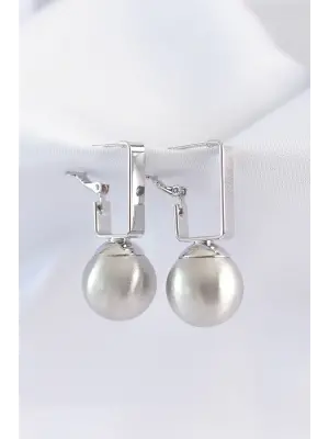  Gümüş Dikdörtgen Detay Oval Küpe