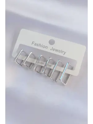  Gümüş Dikdörtgen Model Küpe Seti