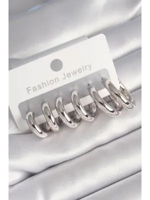  Gümüş Halka Çelik Küpe Seti