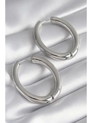  Gümüş Halka Model Çelik Küpe