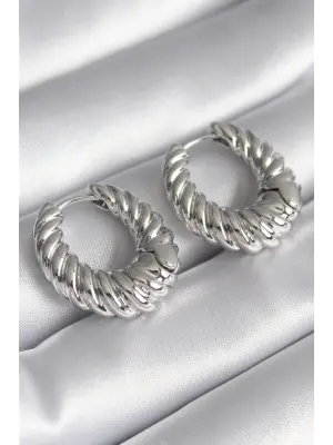  Gümüş Halka Sarmal Model Çelik Küpe