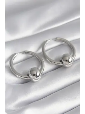  Gümüş Halka Top Model Çelik Küpe