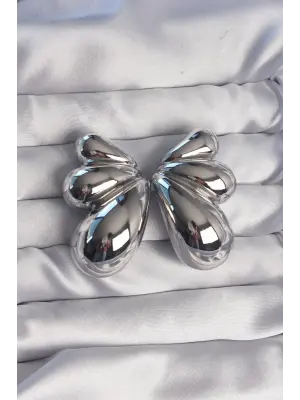  Gümüş İri Bombeli Kelebek Küpe