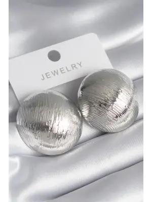  Gümüş İşleme Detay Daire Model Çelik Küpe