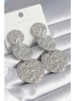  Gümüş İşleme Detay Plaka Sallantı Model Çelik Küpe