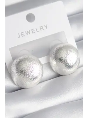  Gümüş İşleme Detay Top Model Çelik Küpe