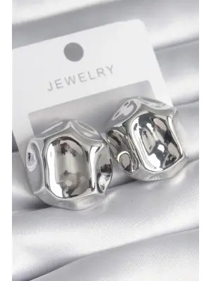  Gümüş İşlemeli Top Model Çelik Küpe