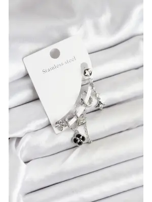 Pirinç Gümüş Renk Kadın Set Küpe