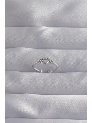  Gümüş Kalp Model Ayarlamalı Yüzük