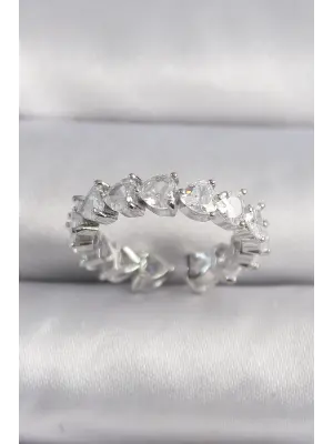  Gümüş Kalp Zirkon Taşlı VIP Seri Çelik Yüzük