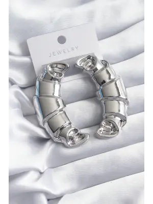  Gümüş Kruvasan Model Çelik Küpe