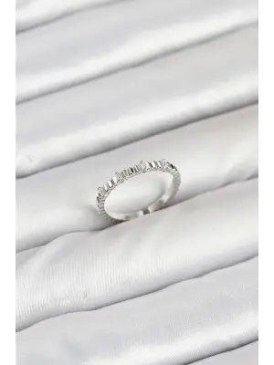 Pirinç Gümüş Renk Lazer Kesim Kadın Yüzük