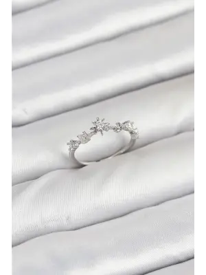 Pirinç Gümüş Renk Manifest Kadın Yüzük