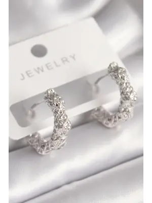  Gümüş Örme Halka Model Çelik Küpe