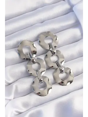  Gümüş Oval Ayna Model Sallantılı Küpe