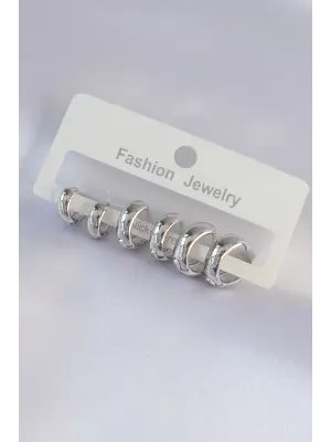  Gümüş Oval Bombeli Küpe Seti