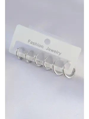  Gümüş Oval Küpe Seti