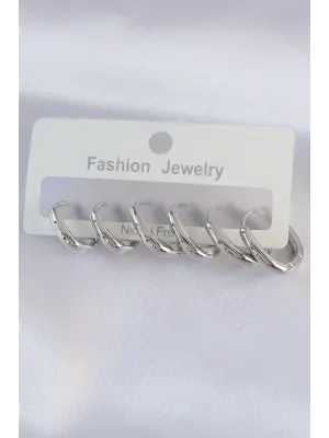  Gümüş Oval Küpe Seti