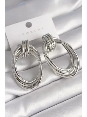  Gümüş Oval Model Çelik Küpe