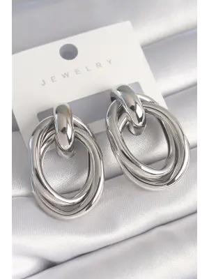  Gümüş Oval Sarmal Model Çelik Küpe