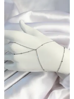 Pirinç Gümüş Renk Parçalı Ezme Zincirli Şahmeran