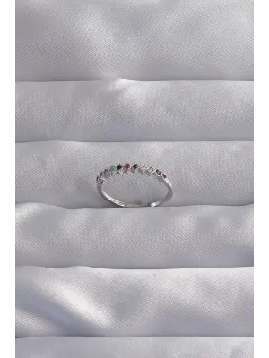  Gümüş Renkli Zirkon Taşlı Ayarlamalı Yüzük