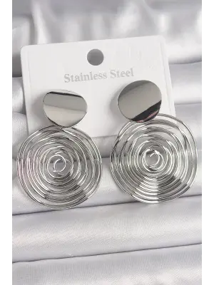  Gümüş Sarmal Daire Model Çelik Küpe