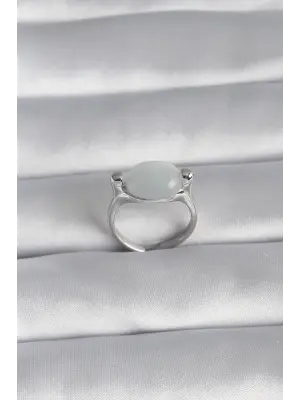  Gümüş Sedefli Çelik Yüzük