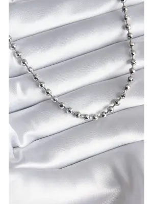 Pirinç Gümüş  Topçuk Detay  Çelik Kolye