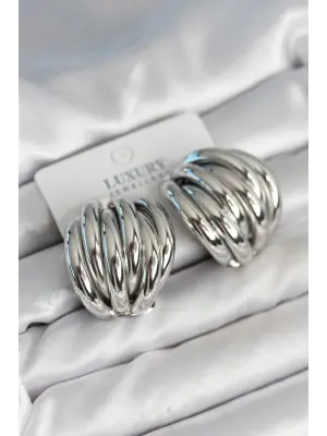 Pirinç Gümüş Renk Vintage Kadın Küpe