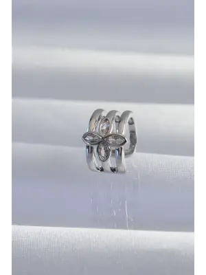  Gümüş Yonca Earcuff Küpe