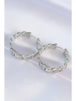  Gümüş Zincir Model Halka Küpe