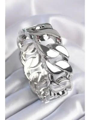 Pirinç Gümüş Renk Zincir Model Kadın Bileklik