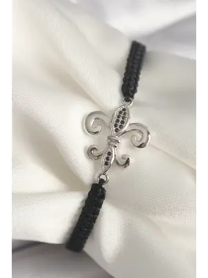 Gümüş Zirkon Taş İşlemeli Zambak Model Asansörlü Makrome Model Çelik Bileklik