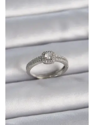  Gümüş Zirkon Taşlı Ayarlanabilir Model Çelik Yüzük