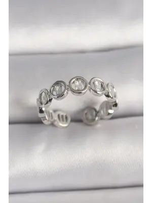  Gümüş Zirkon Taşlı Ayarlanabilir Yüzük