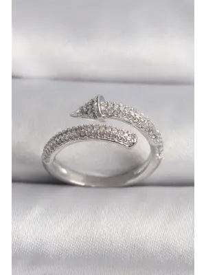  Gümüş Zirkon Taşlı Çivi Model VIP Seri Çelik Yüzük